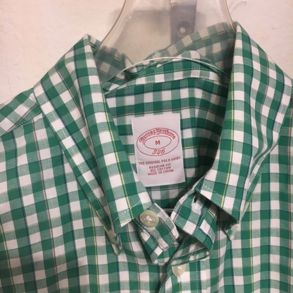 Brooks Brohers 346 green checkers button down - Picture 2 of 4